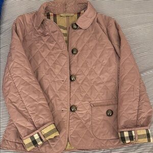 Burberry Quilted Pink Jacket with Plaid Lining (XS)